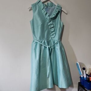Green Asymmetrical Ruffled Midi Sundress